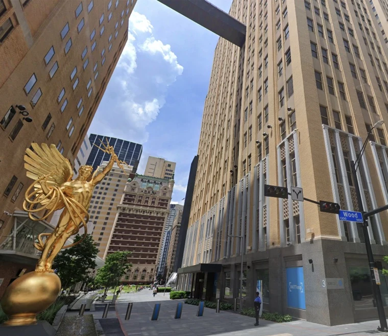 The downtown Dallas, Texas street the Opus Central data center sits on.
