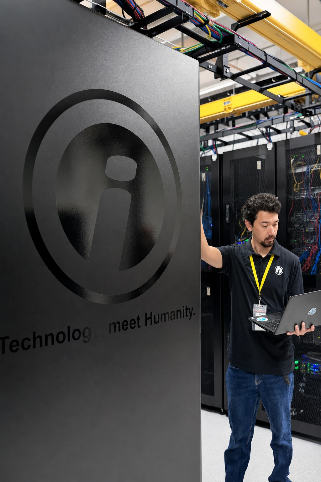 An Opus Interactive engineer working in the data hall.