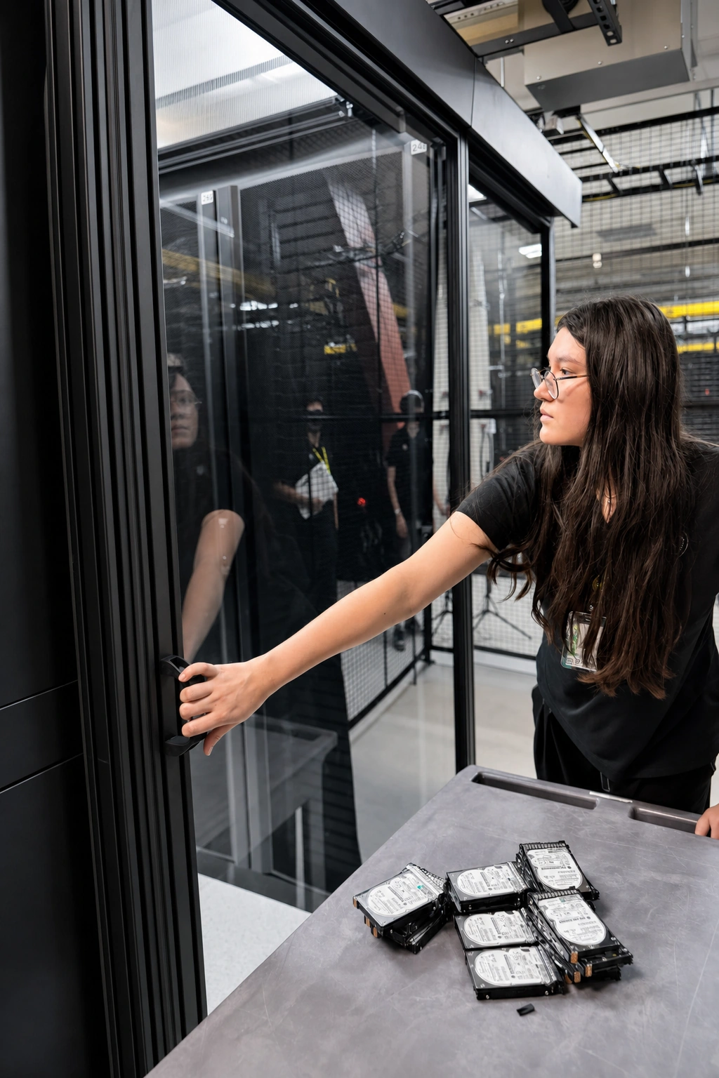 An Opus Interactive engineer working in the data hall.
