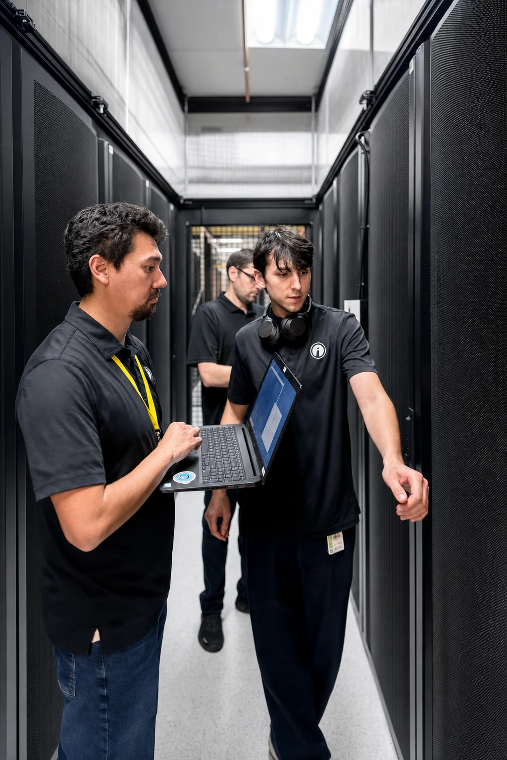 Opus Interactive engineers at work in a Tier III+ data hall.